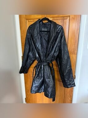 Italian Stone Design Genuine Leather Belted Women's Jacket Size XXL